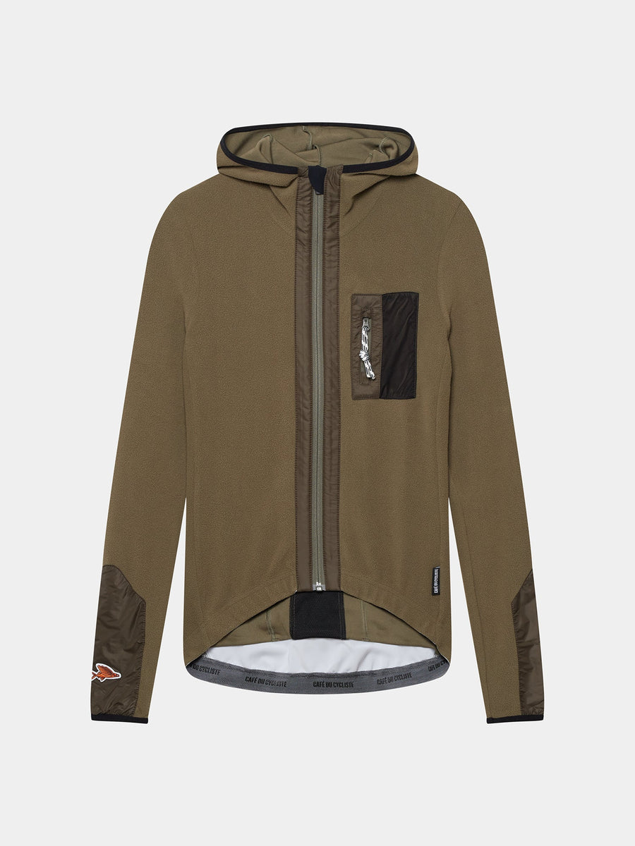 Café du Cycliste Ingrid Women's Microfleece Jersey Radtrikot langarm Moss Green