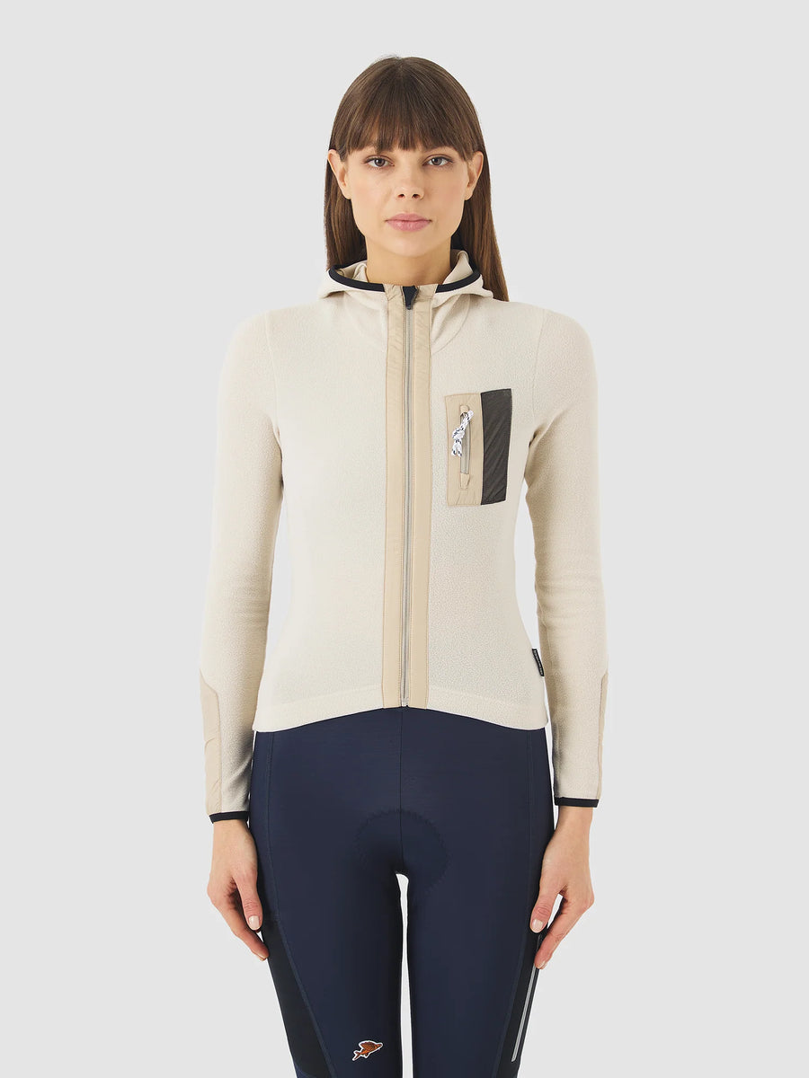 Café du Cycliste Ingrid Women's Microfleece Jersey Radtrikot langarm Pearl Grey