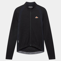 Café du Cycliste Marguerite Men's Long Sleeve Merino Cycling Jersey Radtrikot langarm Black