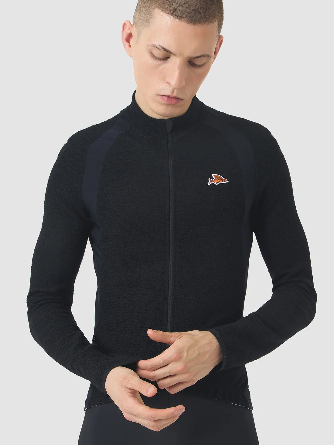 Café du Cycliste Marguerite Men's Long Sleeve Merino Cycling Jersey Radtrikot langarm Black
