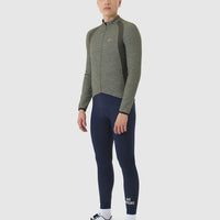 Café du Cycliste Marguerite Men's Long Sleeve Merino Cycling Jersey Radtrikot langarm Lichen Green