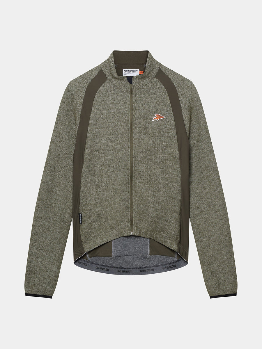 Café du Cycliste Marguerite Men's Long Sleeve Merino Cycling Jersey Radtrikot langarm Lichen Green