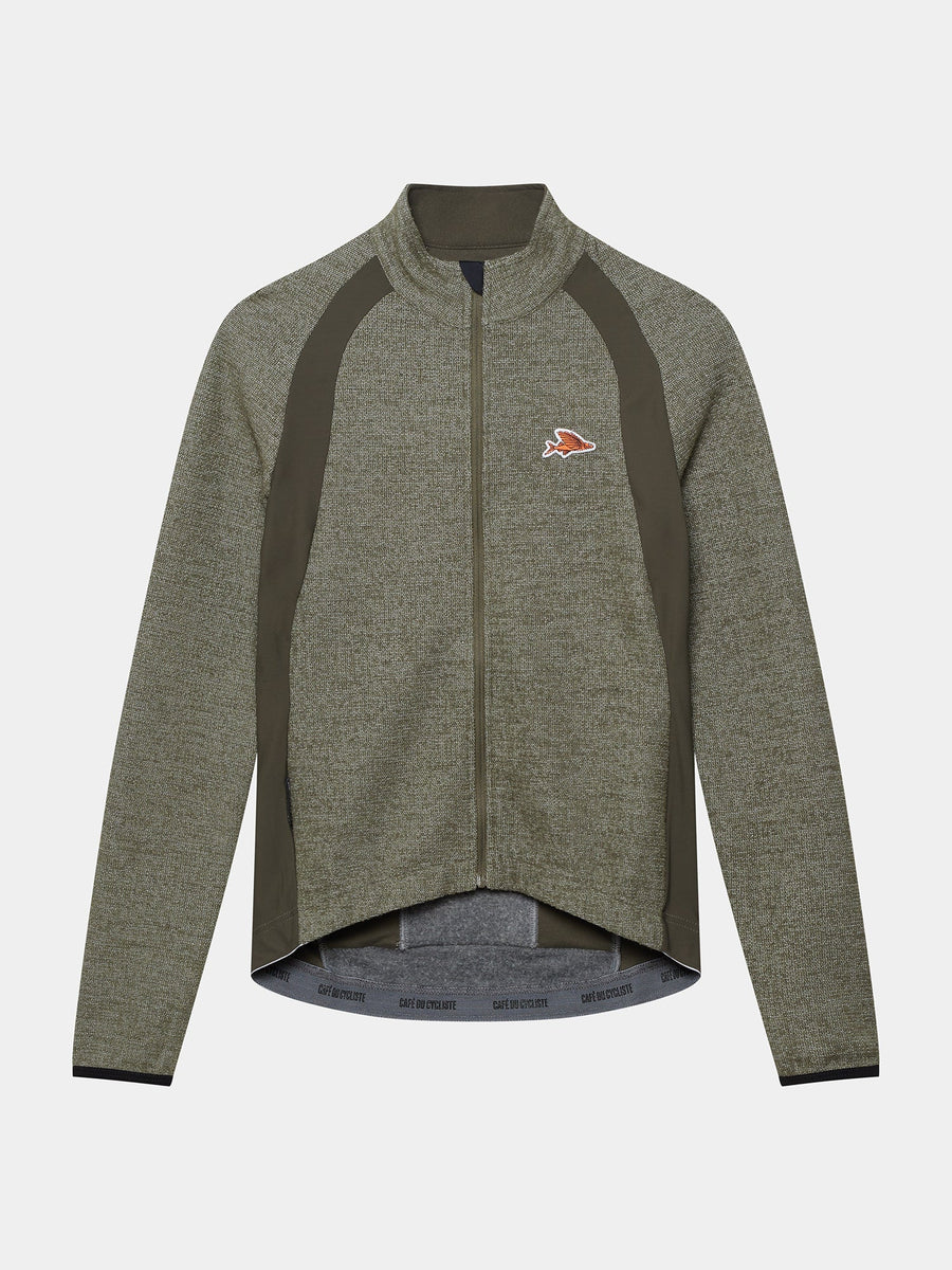 Café du Cycliste Marguerite Women's Long Sleeve Merino Cycling Jersey Radtrikot Lichen Green