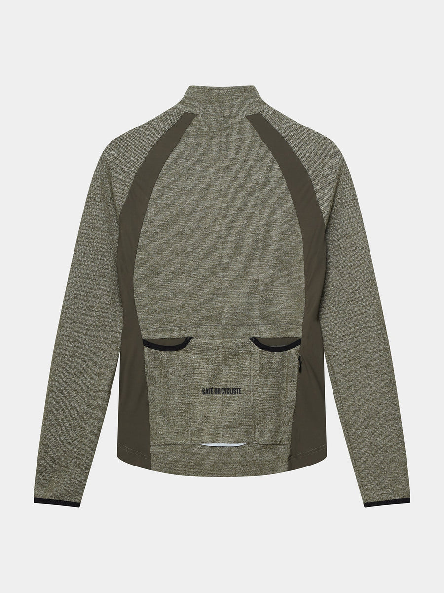 Café du Cycliste Marguerite Women's Long Sleeve Merino Cycling Jersey Radtrikot Lichen Green