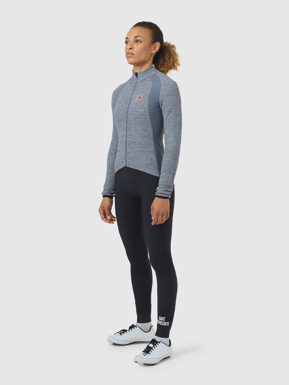 Café du Cycliste Marguerite Women's Long Sleeve Merino Cycling Jersey Radtrikot Mountain Fog