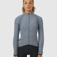 Café du Cycliste Marguerite Women's Long Sleeve Merino Cycling Jersey Radtrikot Mountain Fog