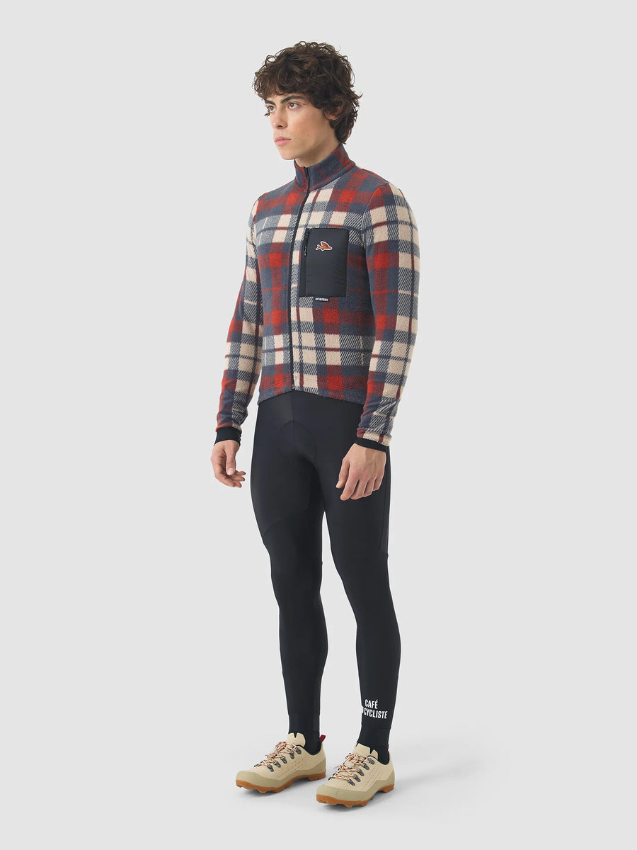 Café du Cycliste Solange Men's Fleece Cycling Jersey Long Sleeve Radtrikot langarm Anthracite / Clay