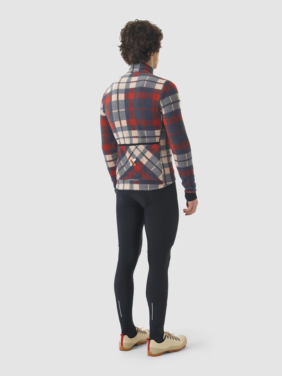 Café du Cycliste Solange Men's Fleece Cycling Jersey Long Sleeve Radtrikot langarm Anthracite / Clay