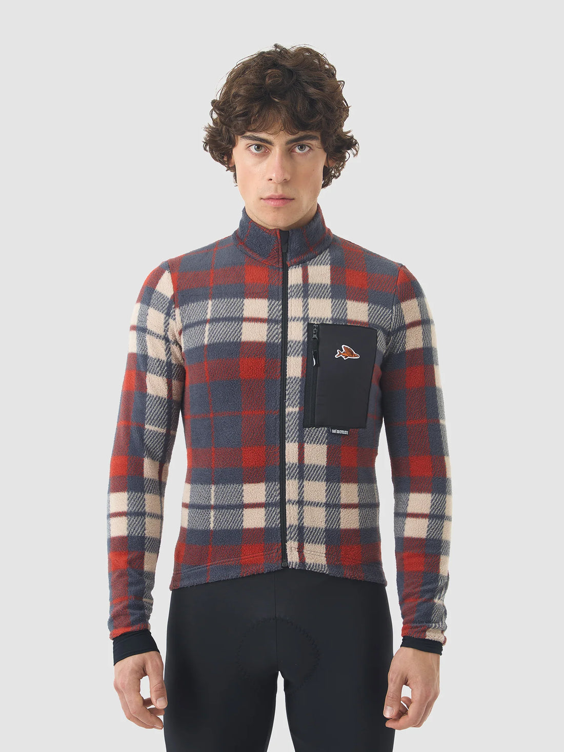 Café du Cycliste Solange Men's Fleece Cycling Jersey Long Sleeve Radtrikot langarm Anthracite / Clay