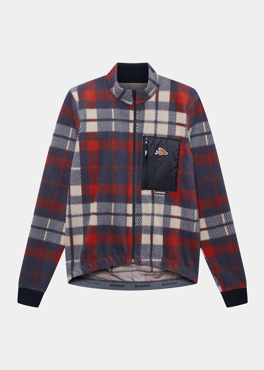 Café du Cycliste Solange Men's Fleece Cycling Jersey Long Sleeve Radtrikot langarm Anthracite / Clay