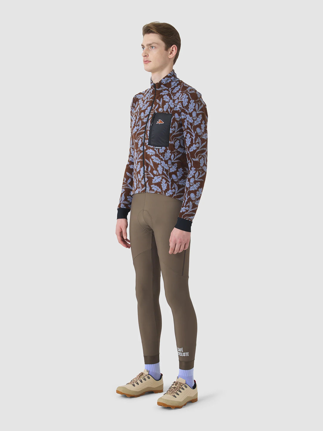 Café du Cycliste Solange Men's Fleece Cycling Jersey Long Sleeve Radtrikot langarm Carob / Verbena