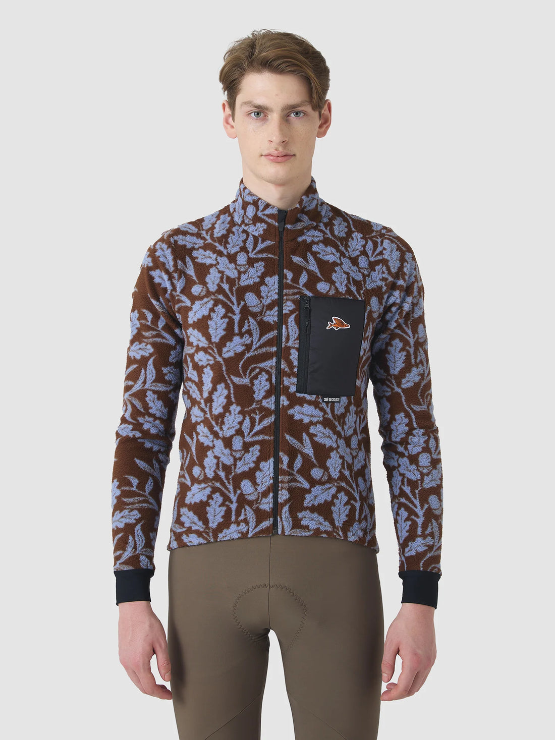 Café du Cycliste Solange Men's Fleece Cycling Jersey Long Sleeve Radtrikot langarm Carob / Verbena