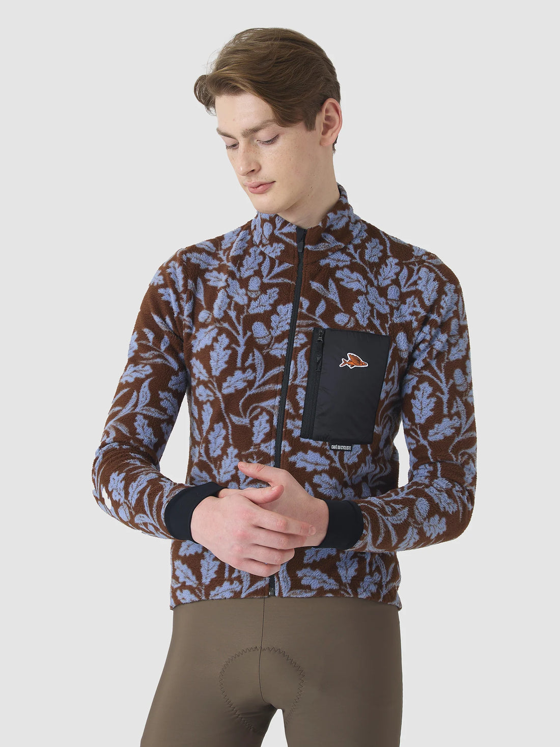 Café du Cycliste Solange Men's Fleece Cycling Jersey Long Sleeve Radtrikot langarm Carob / Verbena