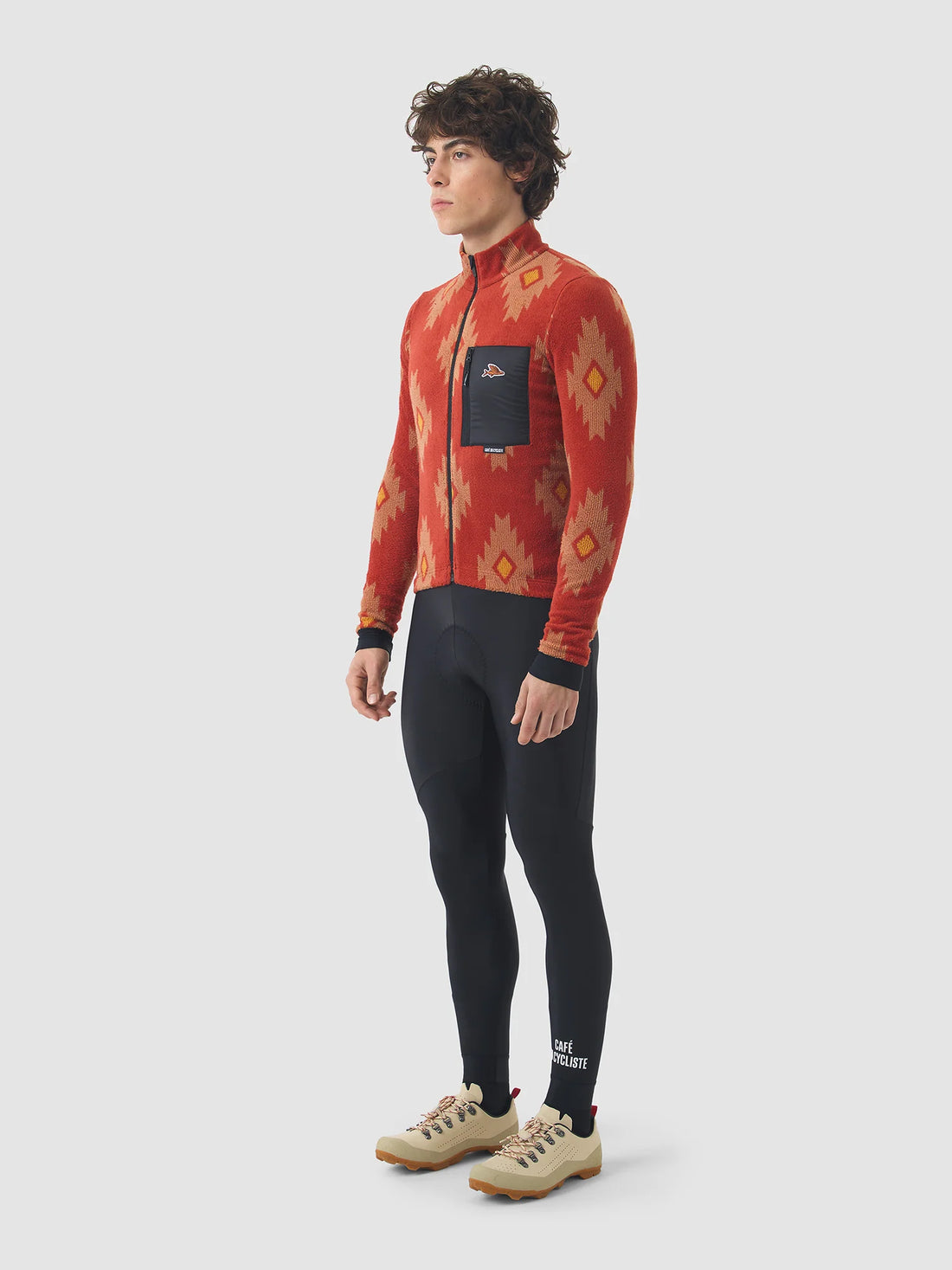 Café du Cycliste Solange Men's Fleece Cycling Jersey Long Sleeve Radtrikot langarm Clay / Sandstone
