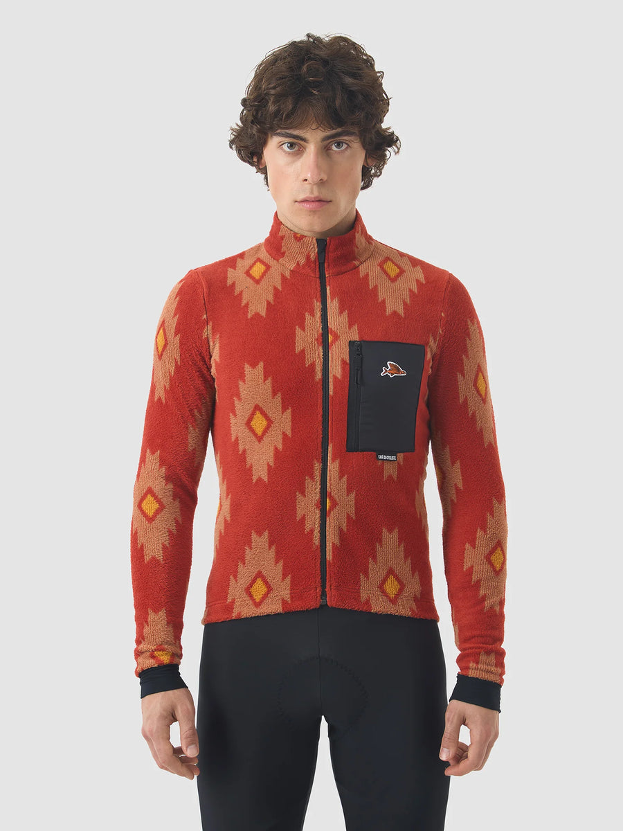 Café du Cycliste Solange Men's Fleece Cycling Jersey Long Sleeve Radtrikot langarm Clay / Sandstone