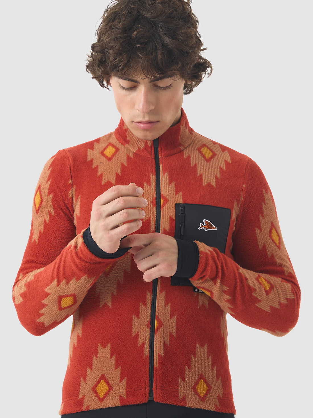 Café du Cycliste Solange Men's Fleece Cycling Jersey Long Sleeve Radtrikot langarm Clay / Sandstone