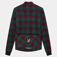 Café du Cycliste Solange Men's Fleece Cycling Jersey Long Sleeve Radtrikot langarm Quetsche/Green