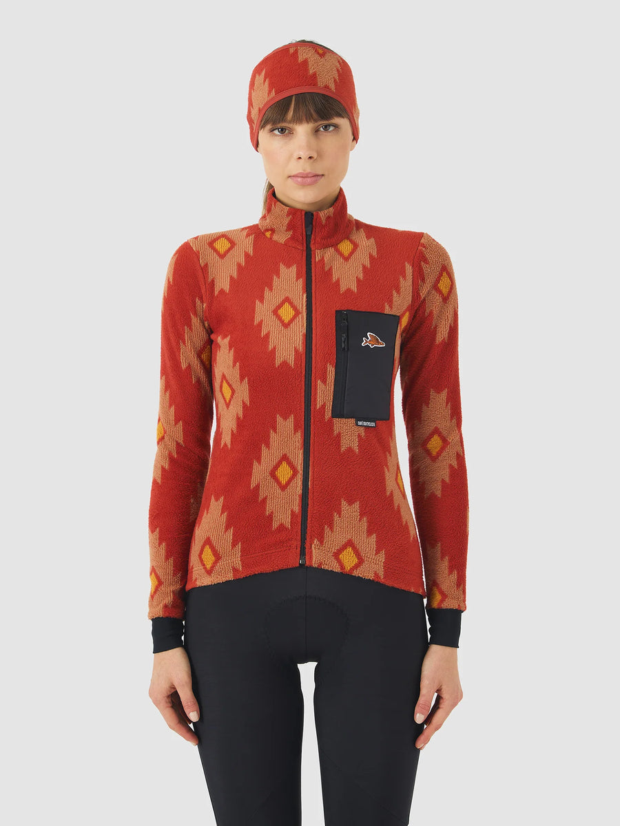 Café du Cycliste Solange Women's Fleece Cycling Jersey Long Sleeve Radtrikot langarm Clay / Sandstone