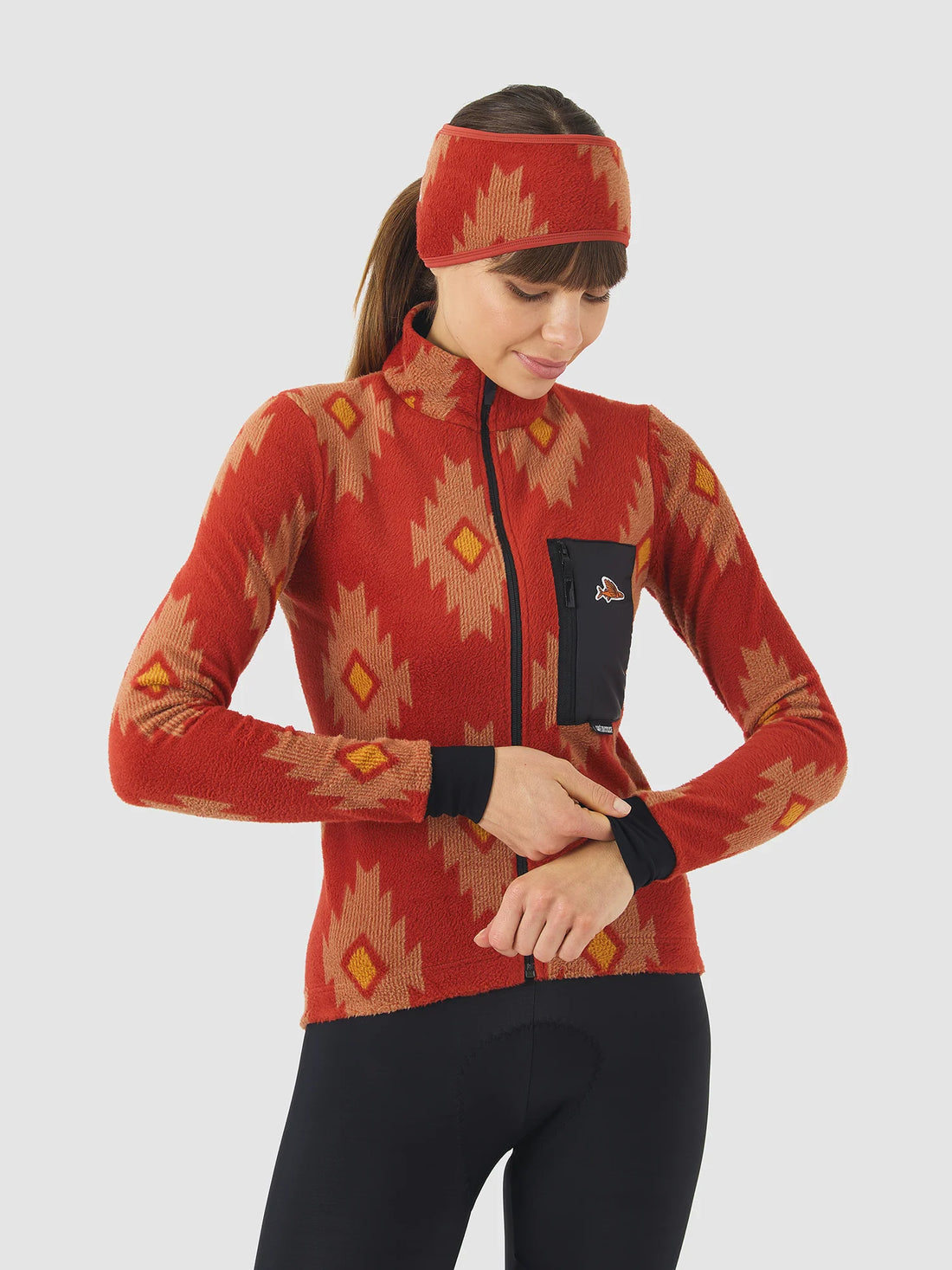 Café du Cycliste Solange Women's Fleece Cycling Jersey Long Sleeve Radtrikot langarm Clay / Sandstone