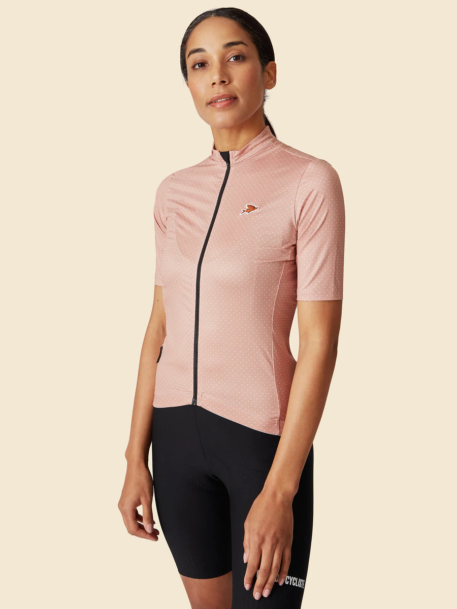 Café du Cycliste Fleurette V2 Women's Lightweight Cycling Jersey Radtrikot Rose Sand