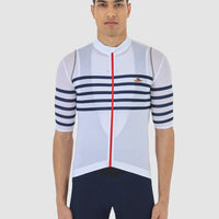 Café du Cycliste Mona Men's Superlight Audax Cycling Jersey Radtrikot White