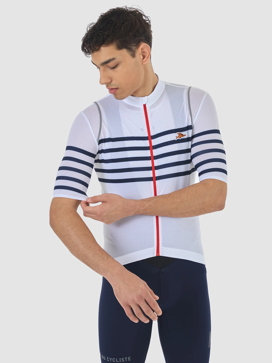 Café du Cycliste Mona Men's Superlight Audax Cycling Jersey Radtrikot White