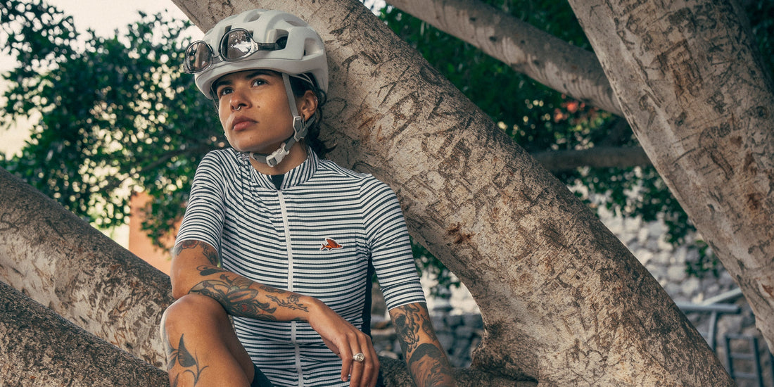 Café du Cycliste Romy Women's Jersey Radtrikot White Navy