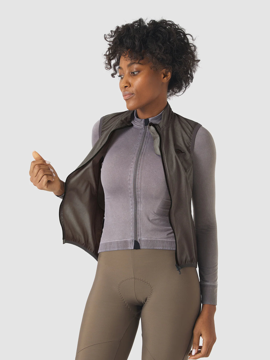 Café du Cycliste Edith Women's Cycling Gilet Windweste Charcoal