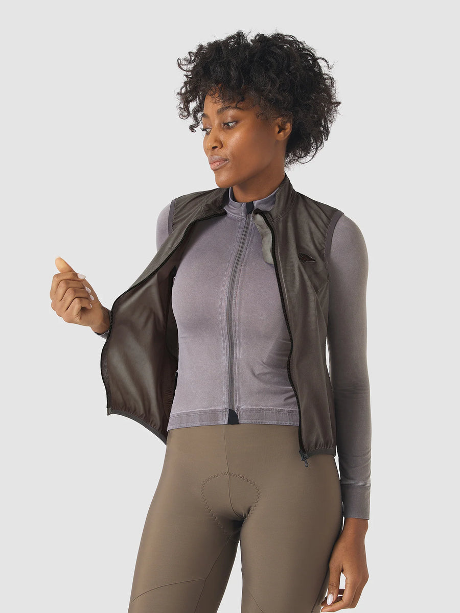 Café du Cycliste Edith Women's Cycling Gilet Windweste Charcoal
