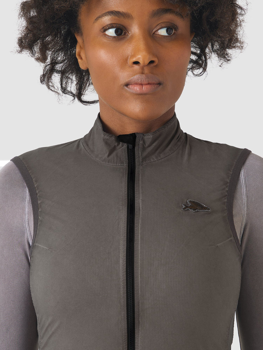 Café du Cycliste Edith Women's Cycling Gilet Windweste Charcoal