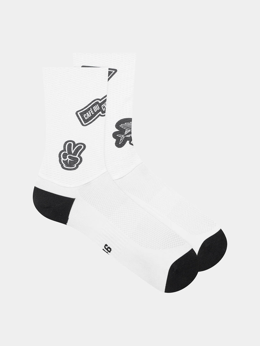 Café du Cycliste Aero Socks Aero Radsocken Stickers White