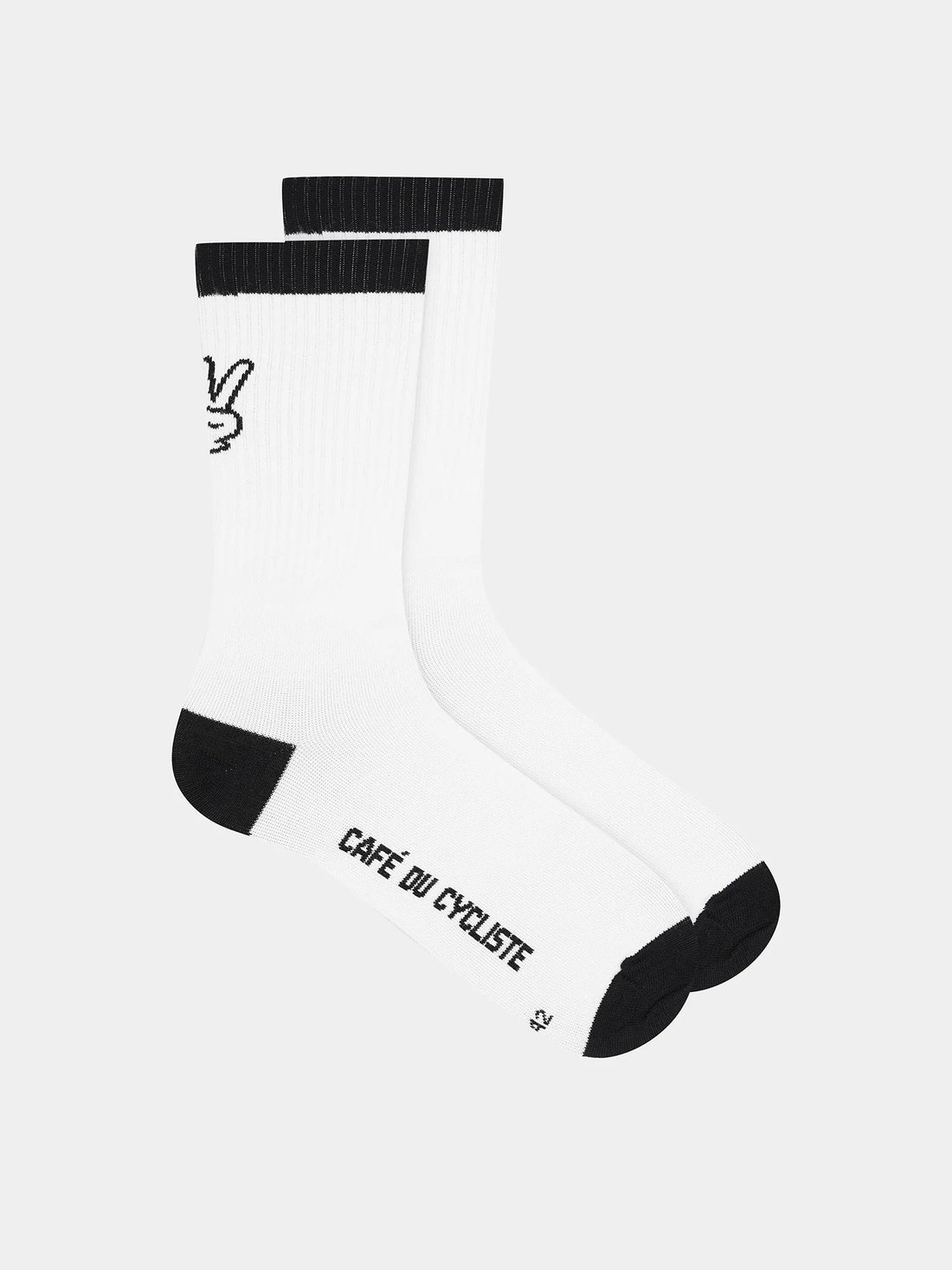 Café du Cycliste Merino Motto Socks Merino Radsocken White / Black