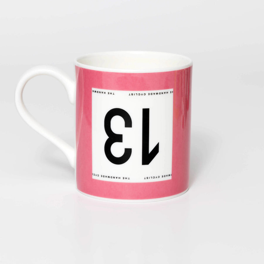 Handmade Cyclist Dossard 13 Maglia Rosa Mug Tasse