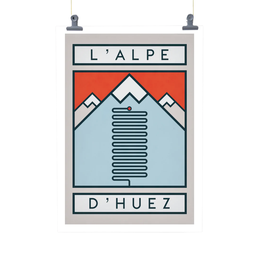 Handmade Cyclist L'Alpe d'Huez Cycling Art Print