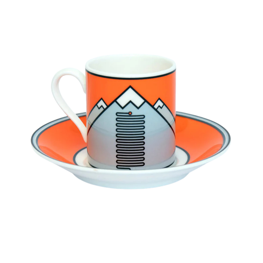 Handmade Cyclist L'Alpe d'Huez Espressotasse & Untertasse