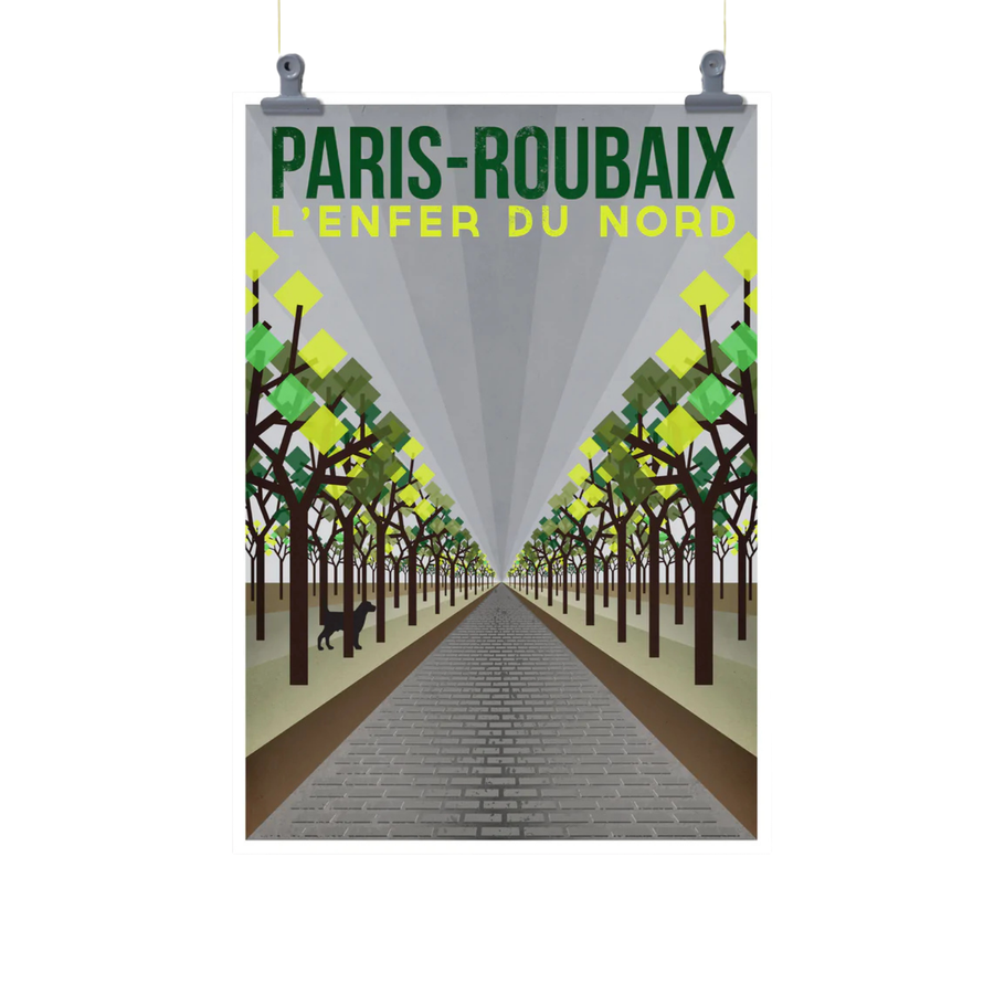 Handmade Cyclist L'Enfer du Nord: Paris Roubaix Cycling Art Print