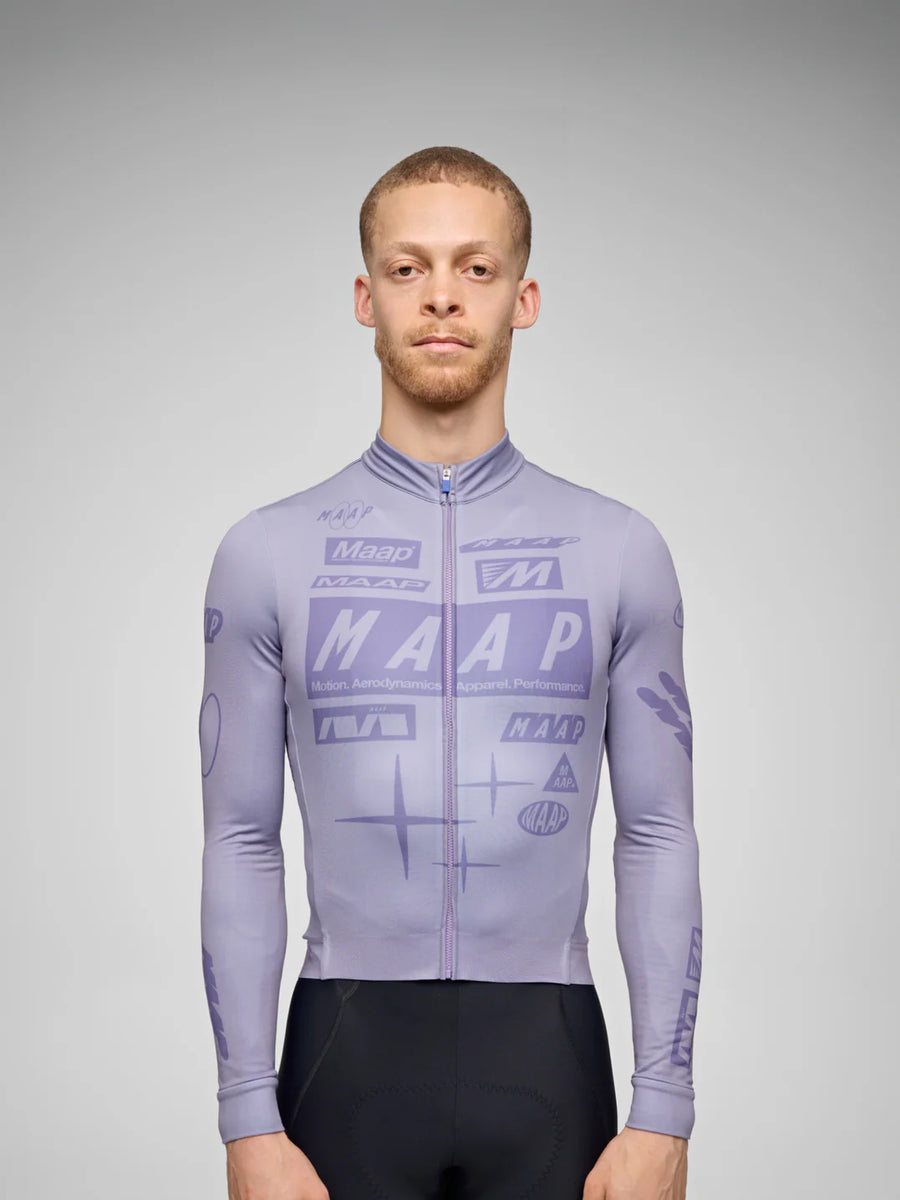 Maap Men's Drome Thermal Long Sleeve Jersey Radtrikot langarm Silver Bullet