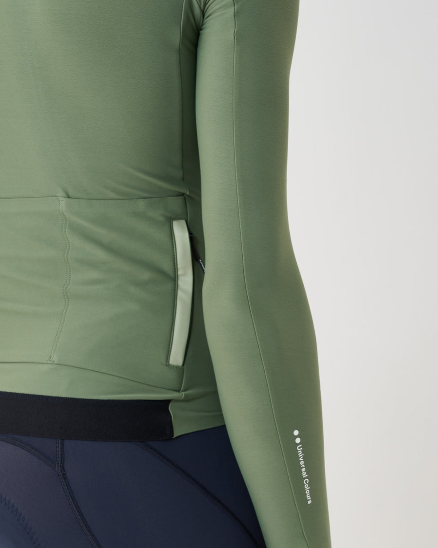Universal Colours Mens Mono Long Sleeve Jersey Radtrikot langarm Verdant Ash