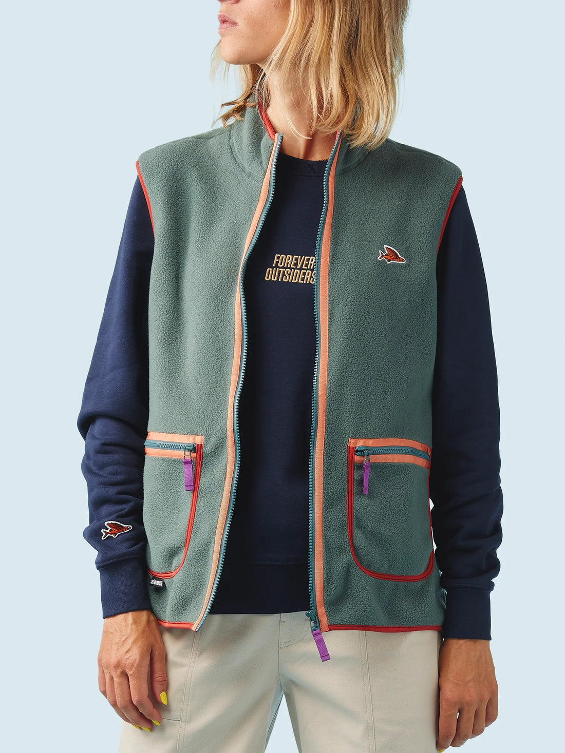 Café du Cycliste Cyrielle Unisex Fleece Gilet Emerald Green