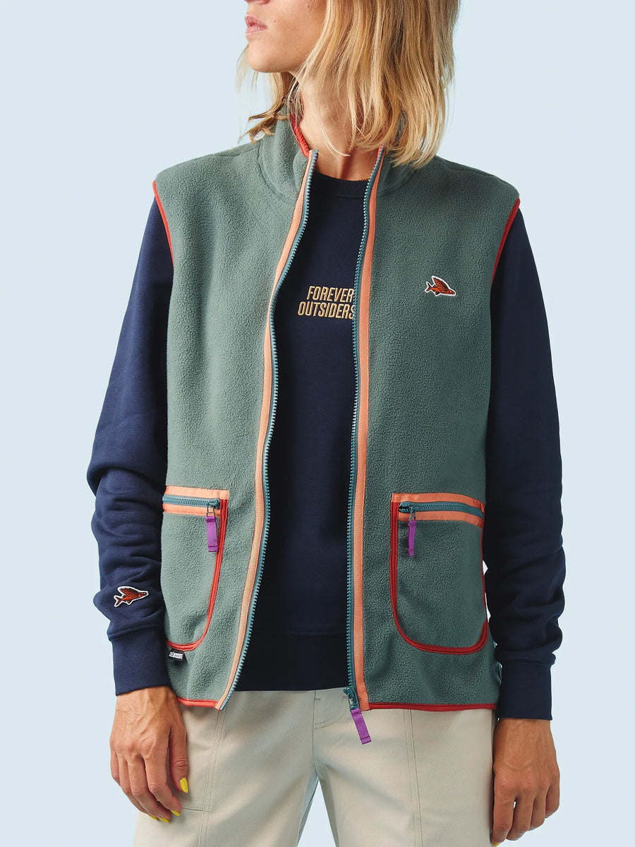 Café du Cycliste Cyrielle Unisex Fleece Gilet Emerald Green