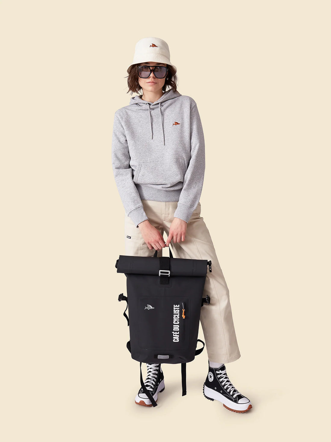 Café du Cycliste Rolande Unisex Cotton Hoodie Baumwoll-Hoodie Grey Melange