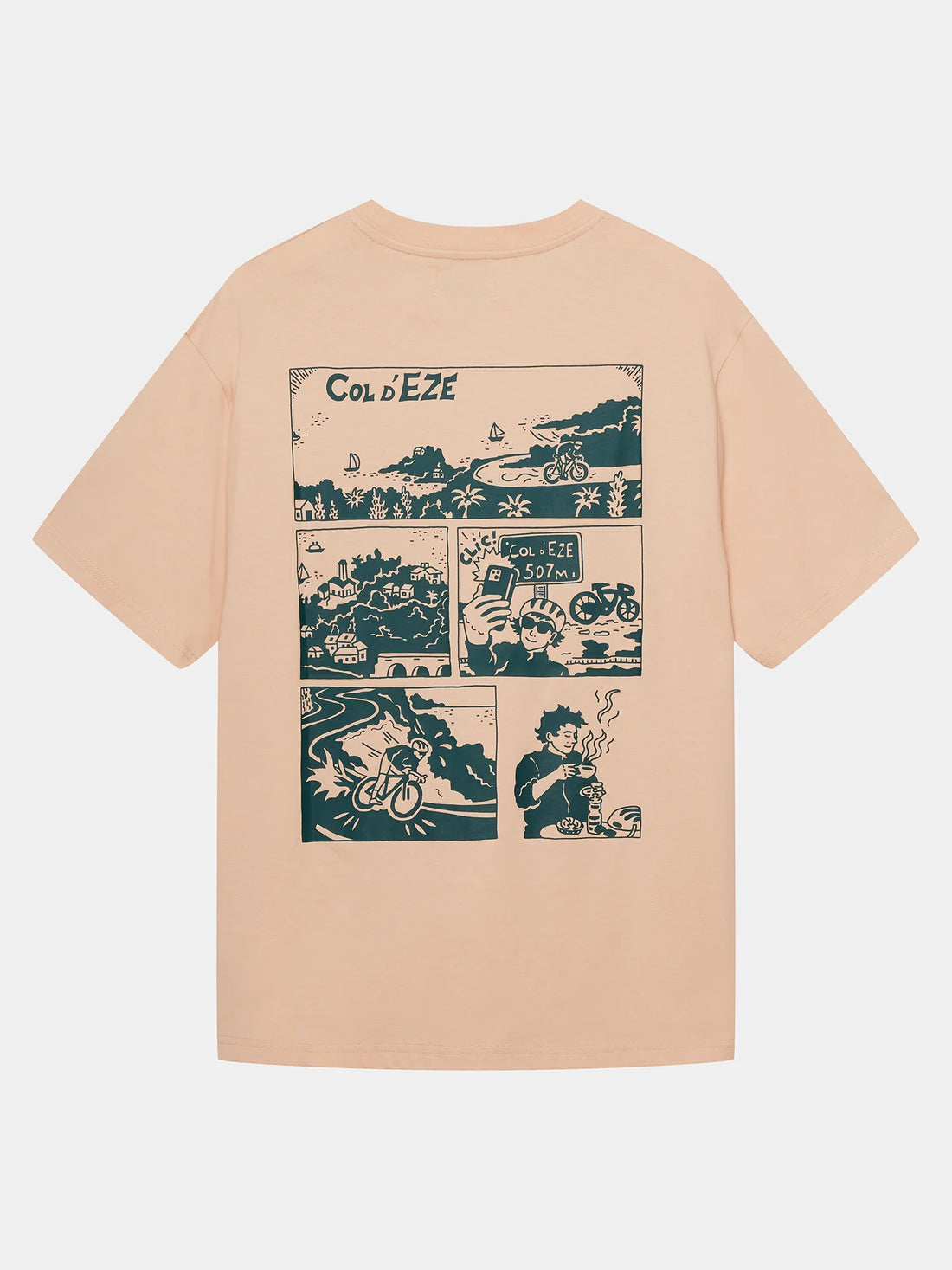 Café du Cycliste Unisex Cotton T-Shirt Col Eze Sand