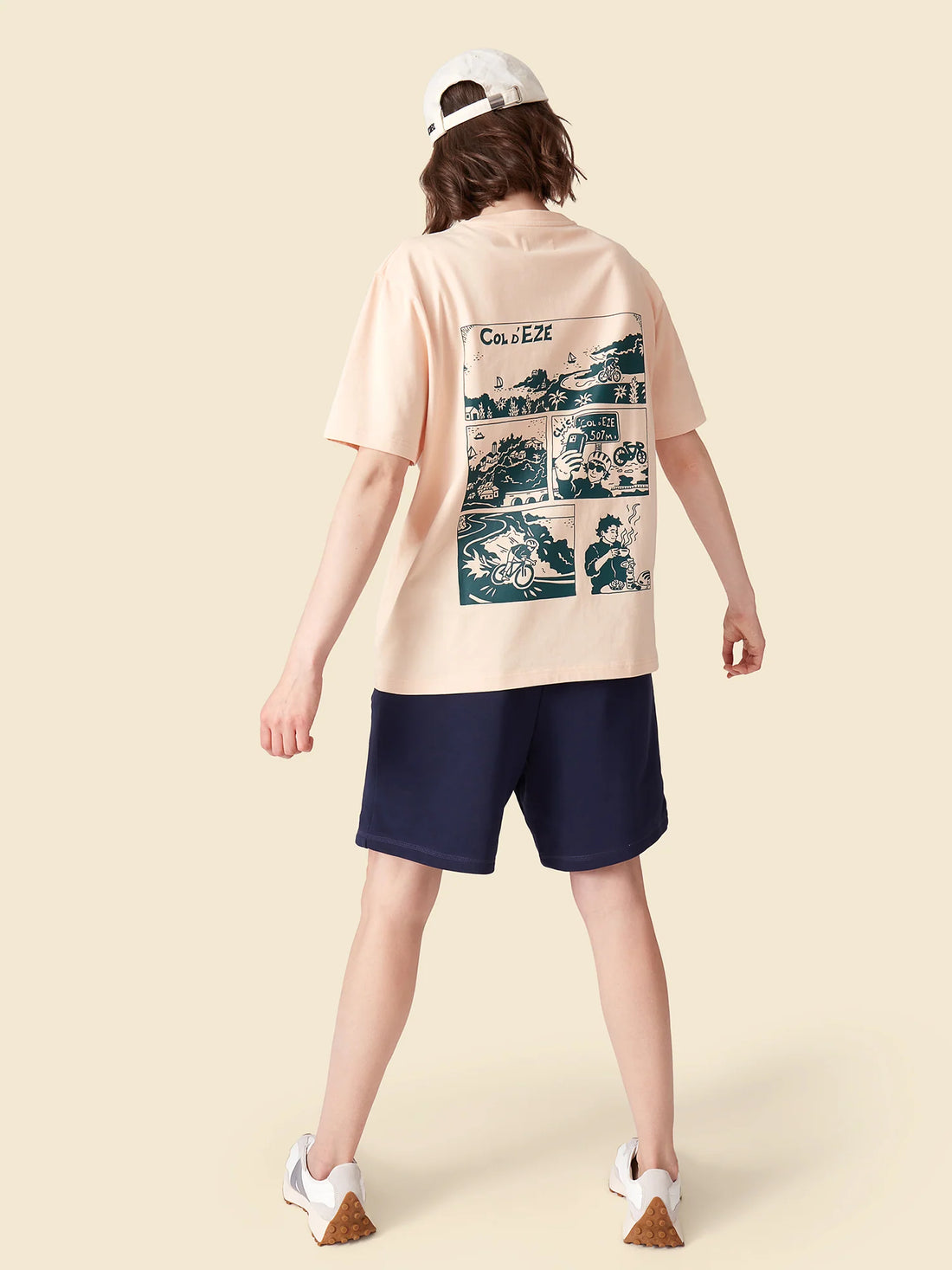 Café du Cycliste Unisex Cotton T-Shirt Col Eze Sand