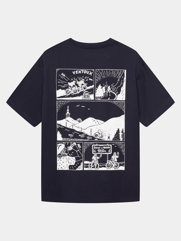Café du Cycliste Unisex Cotton T-Shirt Col Ventoux Navy