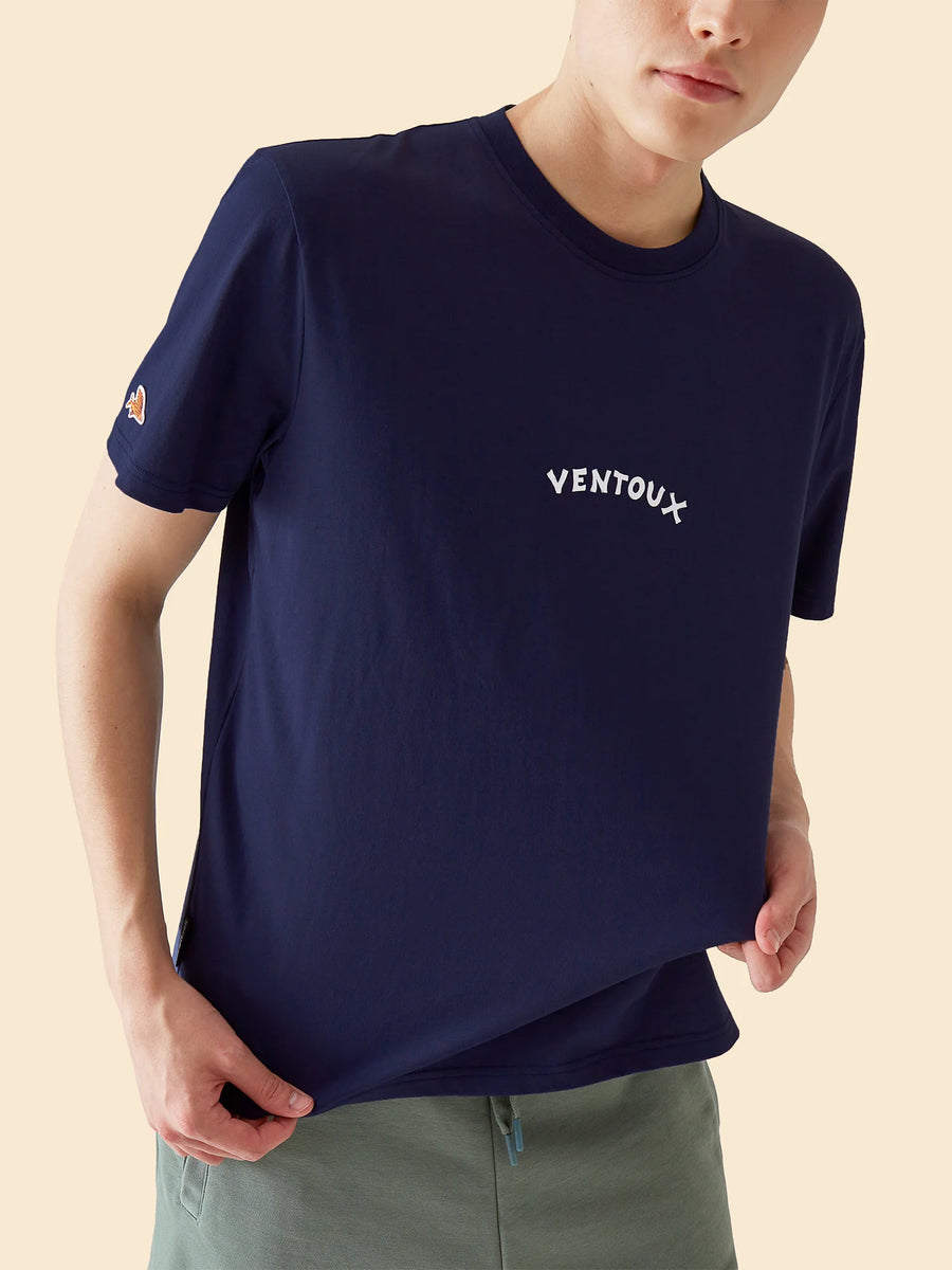 Café du Cycliste Unisex Cotton T-Shirt Col Ventoux Navy
