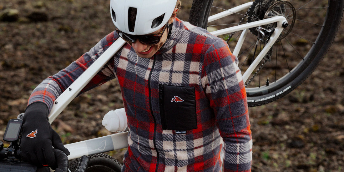 Café du Cycliste Solange Men's Fleece Cycling Jersey Long Sleeve Radtrikot langarm Anthracite / Clay