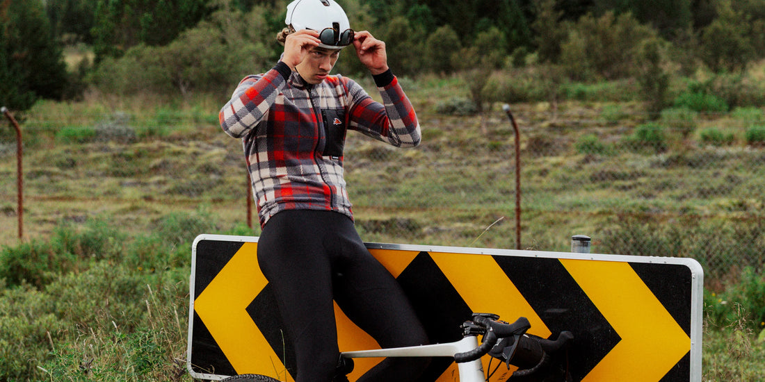 Café du Cycliste Solange Men's Fleece Cycling Jersey Long Sleeve Radtrikot langarm Anthracite / Clay