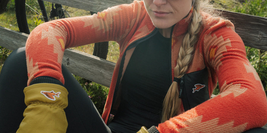 Café du Cycliste Solange Women's Fleece Cycling Jersey Long Sleeve Radtrikot langarm Clay / Sandstone