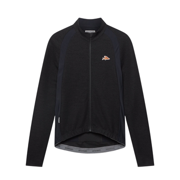 Café du Cycliste Marguerite Men's Long Sleeve Merino Cycling Jersey Radtrikot langarm Black