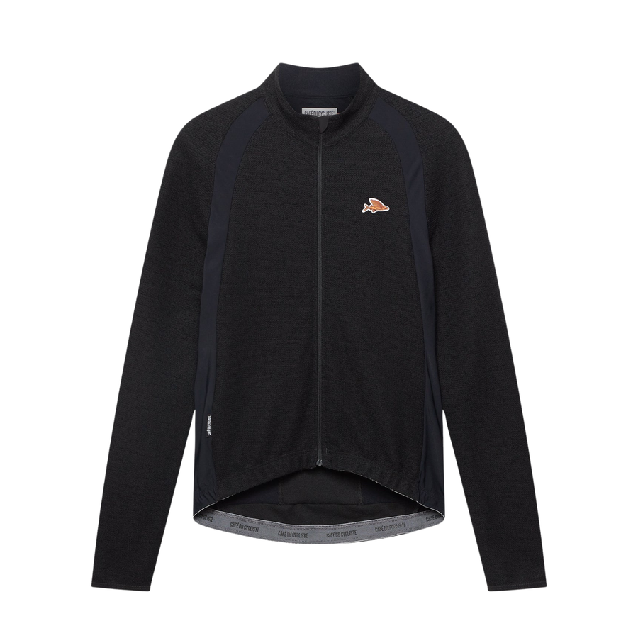 Café du Cycliste Marguerite Men's Long Sleeve Merino Cycling Jersey Radtrikot langarm Black